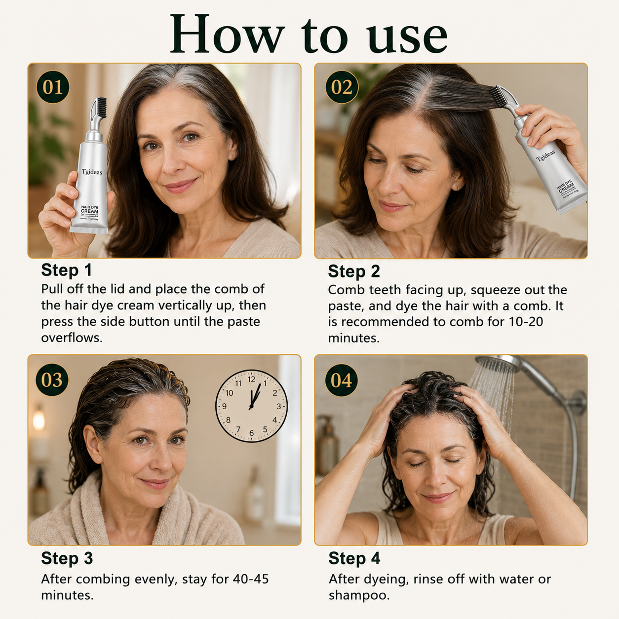 Tgideas Instant Gray Coverage Hair Dye Comb